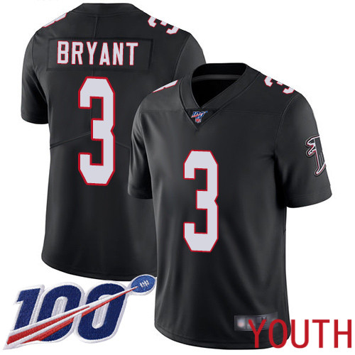 Atlanta Falcons Limited Black Youth Matt Bryant Alternate Jersey NFL Football #3 100th Season Vapor Untouchable->youth nfl jersey->Youth Jersey